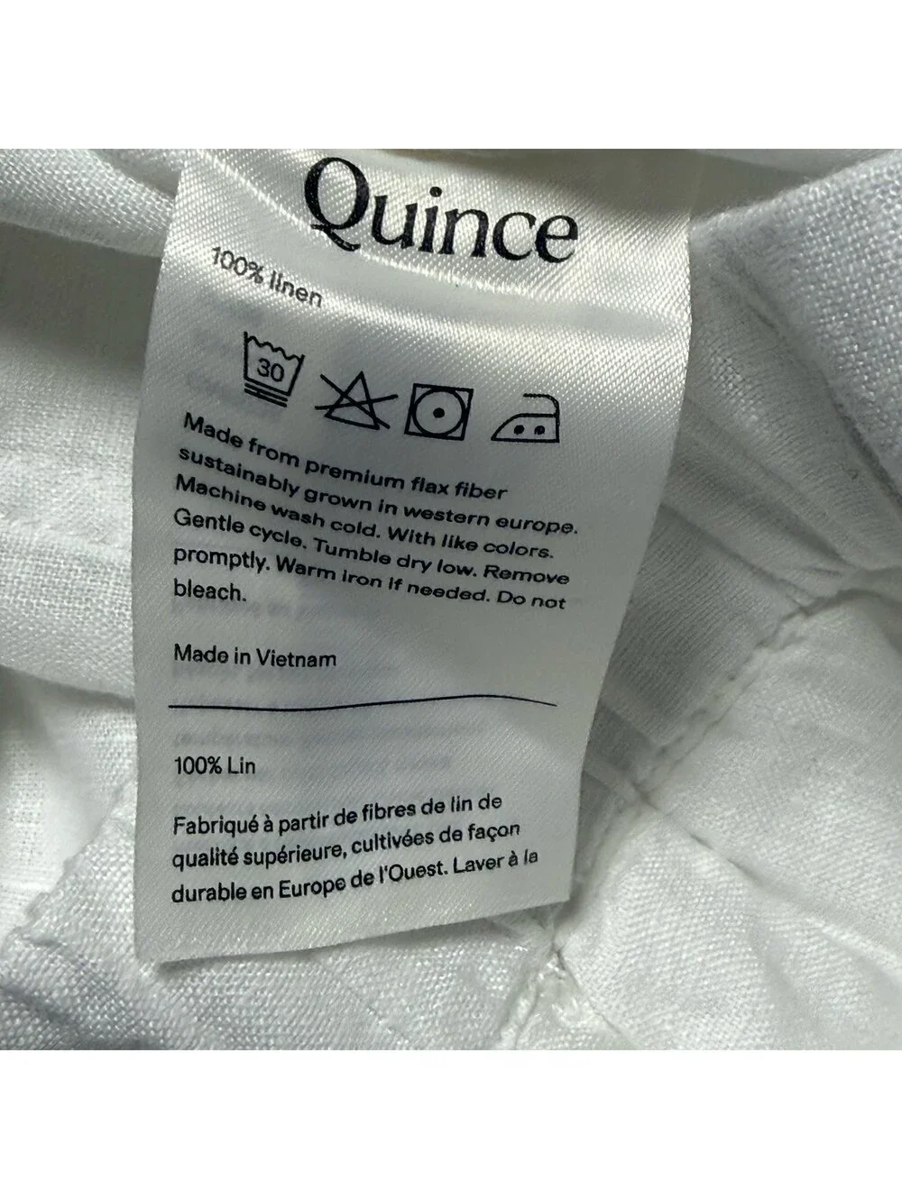 Quince 100% European Linen Tapered Ankle Pants White Size Large NWT